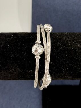 GABRIELLE BRUNI Sterling Silver Mesh Multi-Strand Ball Globe Cuff Bracelet